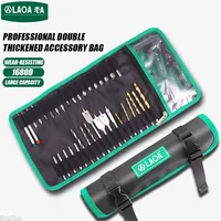 LAOA Tool Roll Up Bag with Transparent Zipper Pocket Tool Pouch for Drill Bit Screwdriver Bit Electrician Tools Man Storage Bag 2