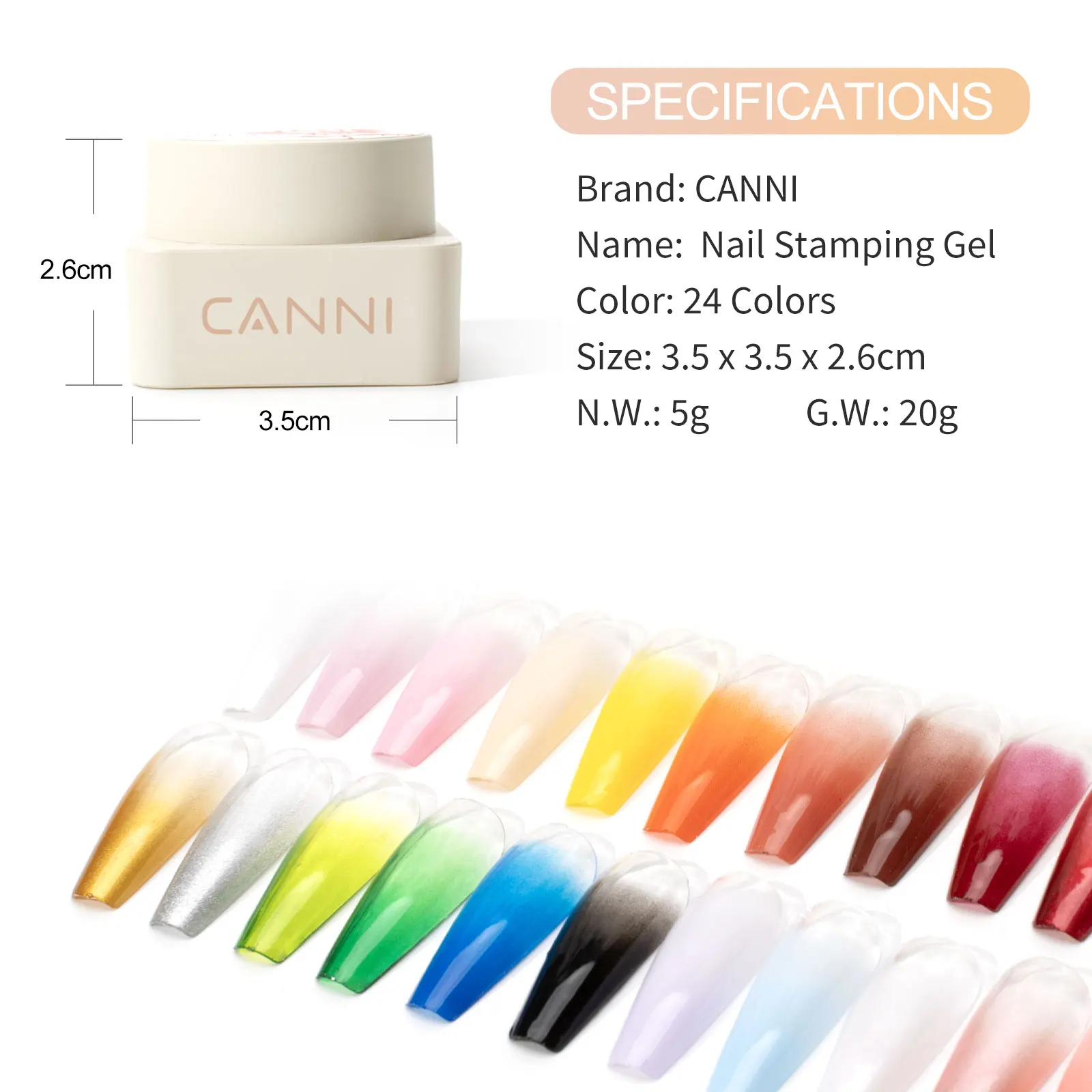 CANNI 5g Koreanisches Transfer-Stempelgel, 3D-fester Stereoklebstoff, französisches Nageldesign, neue Formel, Soak Off UV-LED-Lackgel – Detail 2
