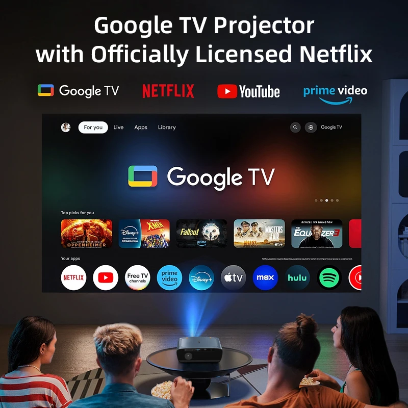 CAIWEI S7+ Google TV Projector movies 4k Full HD 1080P Android 14 2000 ANSI Video Home Theater Smart Projectors Dolby