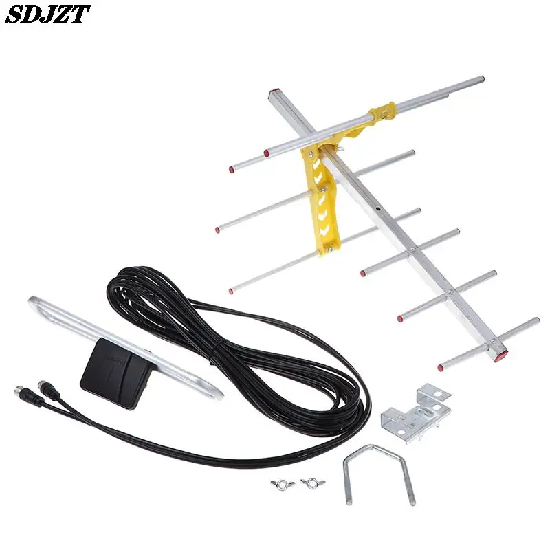 야외 100 마일 증폭 8 야기 안테나, 10dB 장거리 UHF, VHF, FM, 1 개