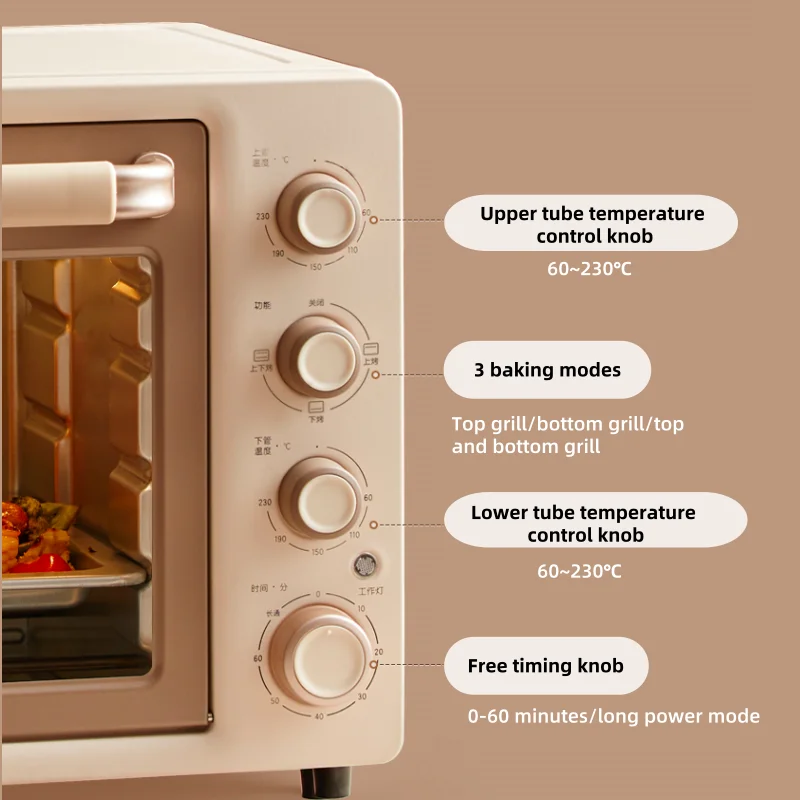 220V Home Air Fryer Baking Oven with 40L Large Capacity Electric Multi-functional Air Fryer Toaster Oven 60℃~230℃、Timeable