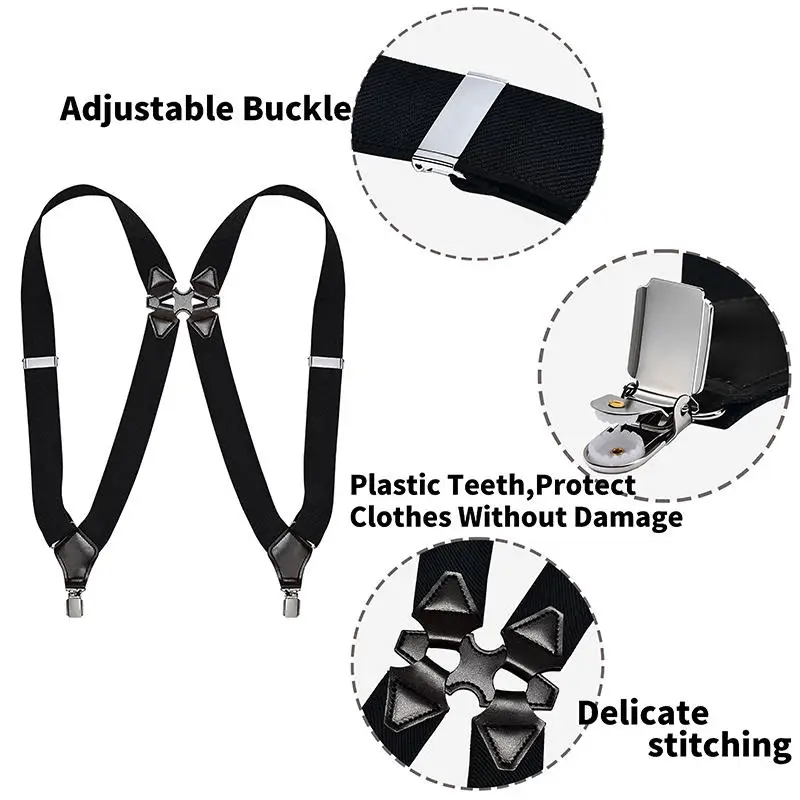 Suspenders for Men Work 2.5cm Wide 2 Clips Heavy Duty Big and Tall Trucker Suspenders Adjustable Elastic Trouser Braces