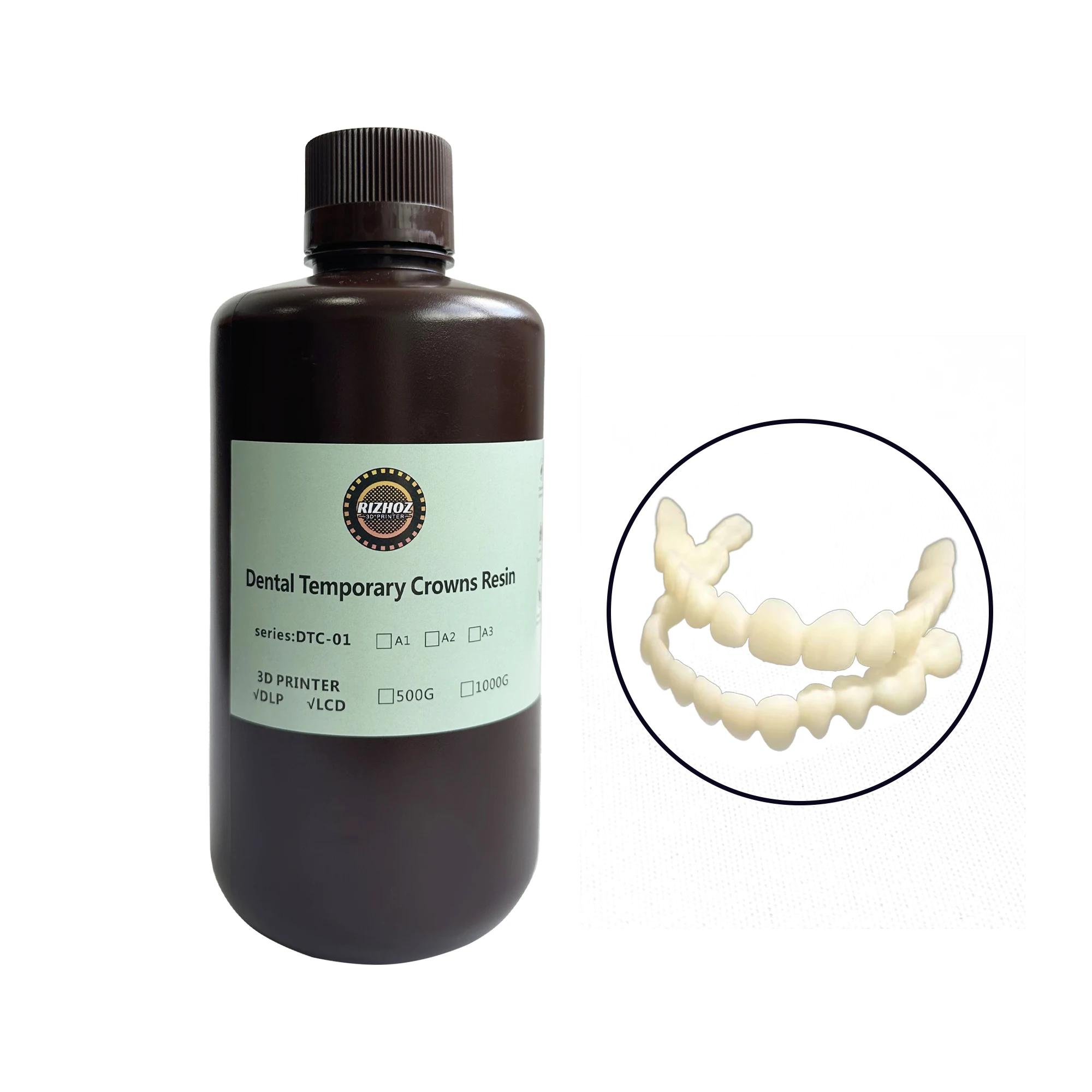 Dental Temporary Crowns Resin for 3D Printer Used to Print Temporary Crown and Bridge Model 500g 1000g