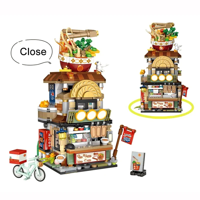 

Noodle Shop Model Mini Building Blocks DIY Street View Shop Model Assembled Bricks Children Adult Toys Gifts Home Decoration