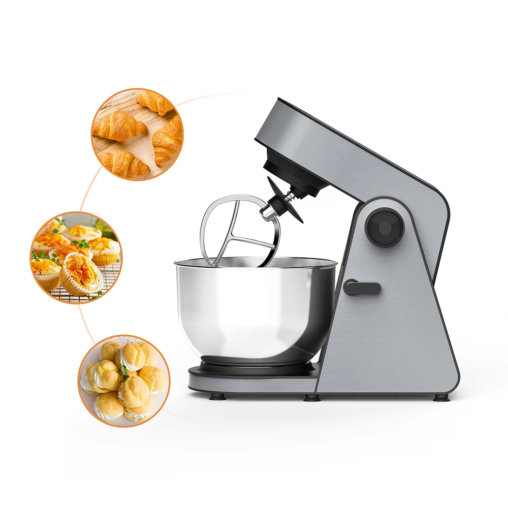 

Portable Lightweight Kitchen Mixer 5L Stainless Steel Mixing Bowl, Dough Hooks & Mixer Beaters for Frosting, Meringues