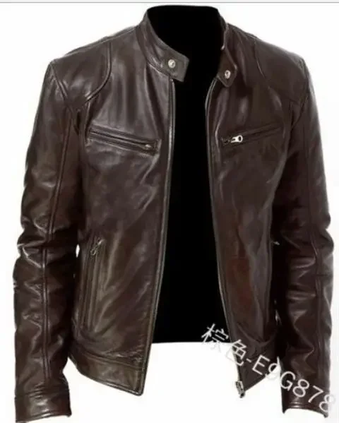 2025 Leather Motorcycle Riding Jacket Men's Slim Fit PU Jacket Outdoor Sports Autumn and Winter Windproof Men's Jacket 5XL