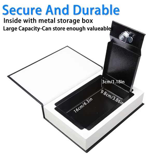 Creative Book Style Safe Box Money Jewelry Stash Hidden Secret Compartment Key Lock Metal Storage Box Simulation Classic Book 2