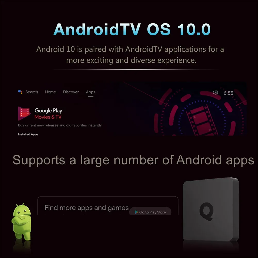 ATV Q1 Smart TV Box Android 10 Allwinner H313 2GB 16GB Support Google Voice Dua