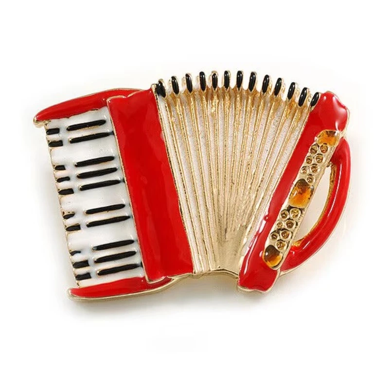 Kreative Akkordeon Vintage Brosche Drip Glasur Legierung Musical Instrumen Corsage für Frauen Mantel Anzug Zubehör Pins Schmuck Geschenk