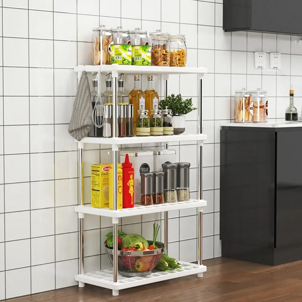 Floor Standing Storage Rack Strong Load-bearing Capacity Rust Proof Shelves Household Multilayer Practical Secure Storage Rack