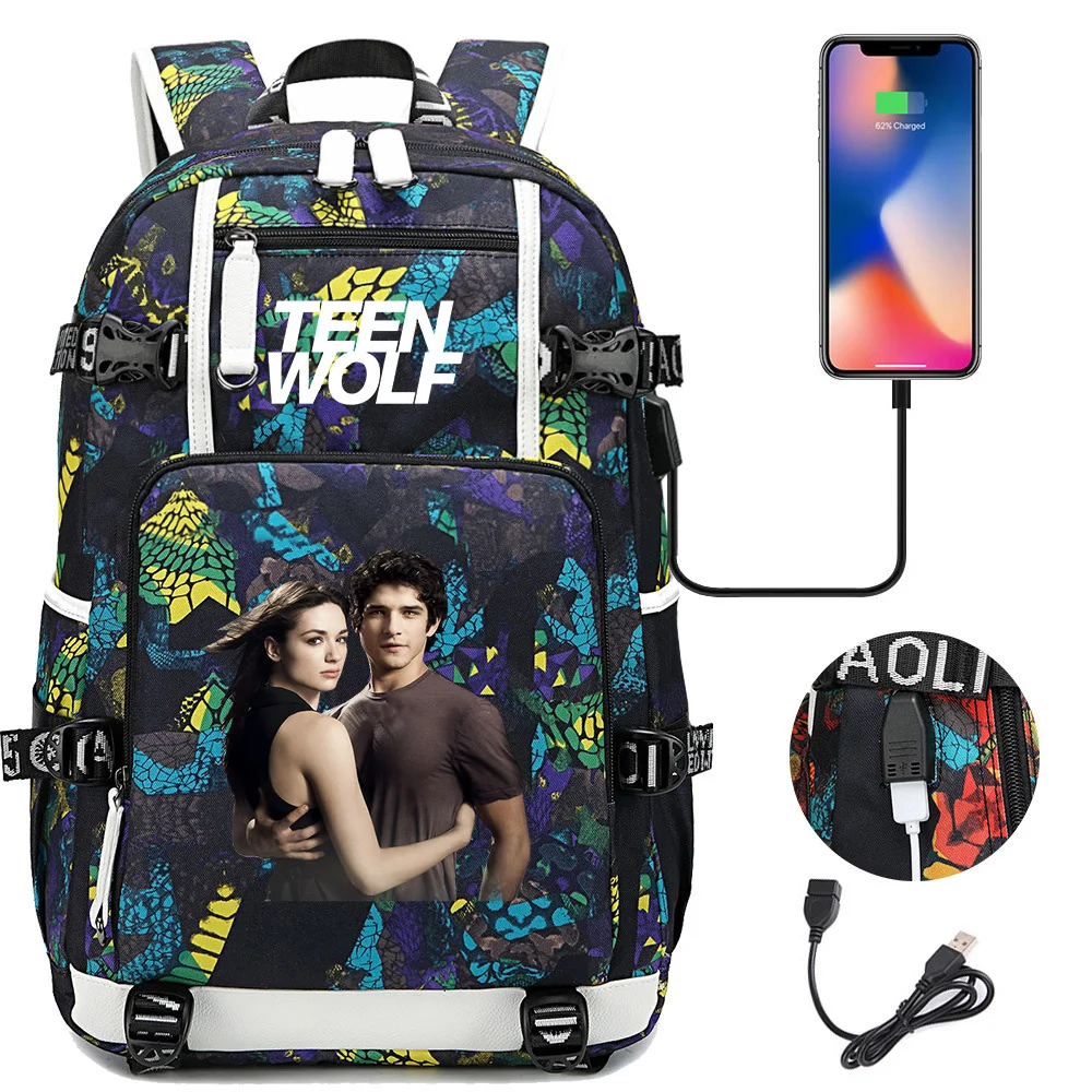 

Teen Wolf Backpacks Teenager Schoolbag Large Capacity Laptop Bag Men Women Waterproof Multifunction USB Charging Backpack