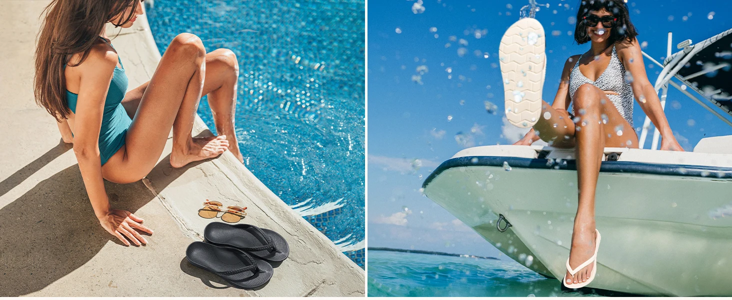 Shevalues rutschfeste Strand-Flip-Flops für Damen und Herren, flacher Boden, Sommer-Hausschuhe, orthopädische Outdoor-Hausschuhe mit Fußgewölbestütze – Detail 4