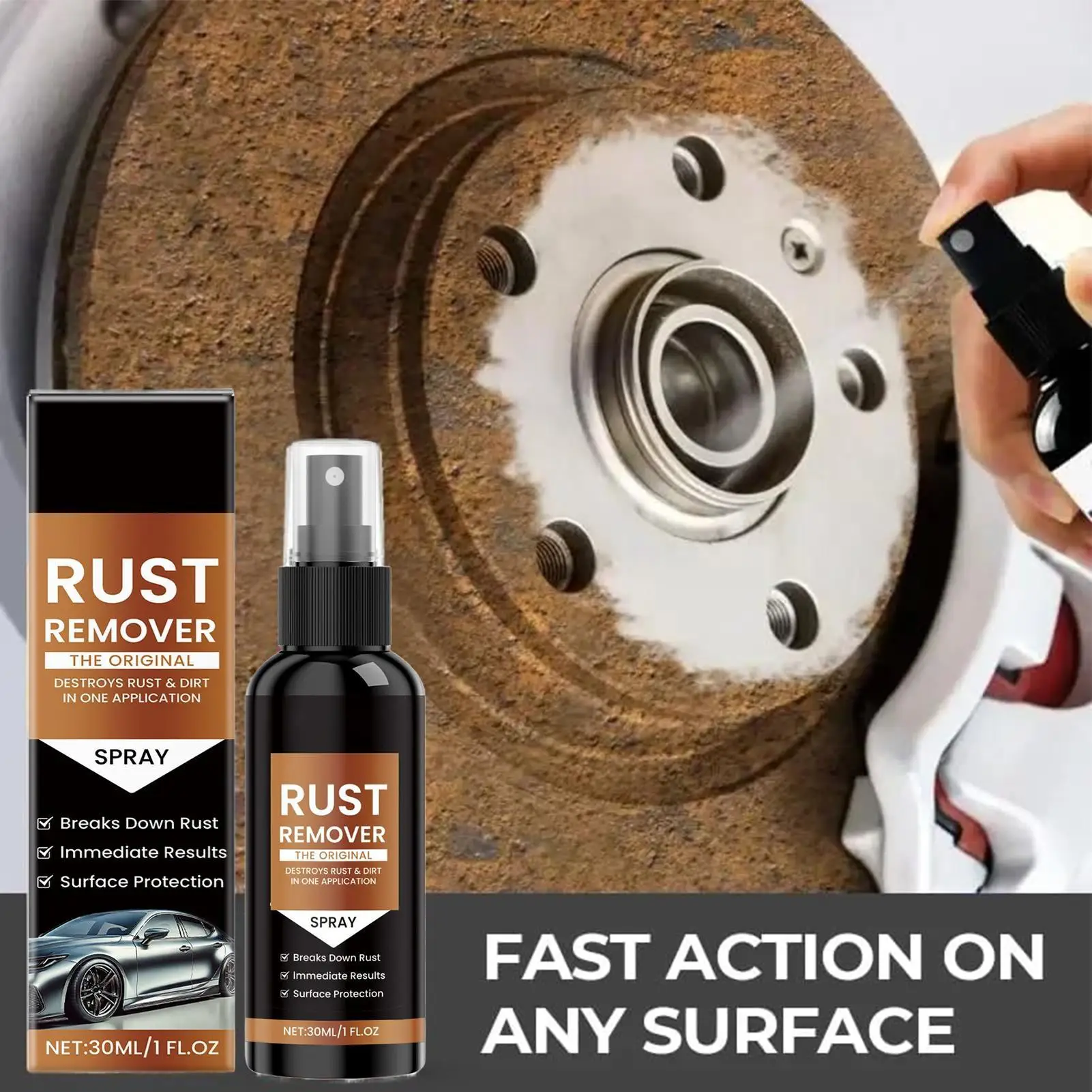 Rust Remover Spray For Metal Heavy Duty Rust Remover Effective Concentrated 30ml/1 Fl.oz Fast-Acting Long-Lasting Cleaner