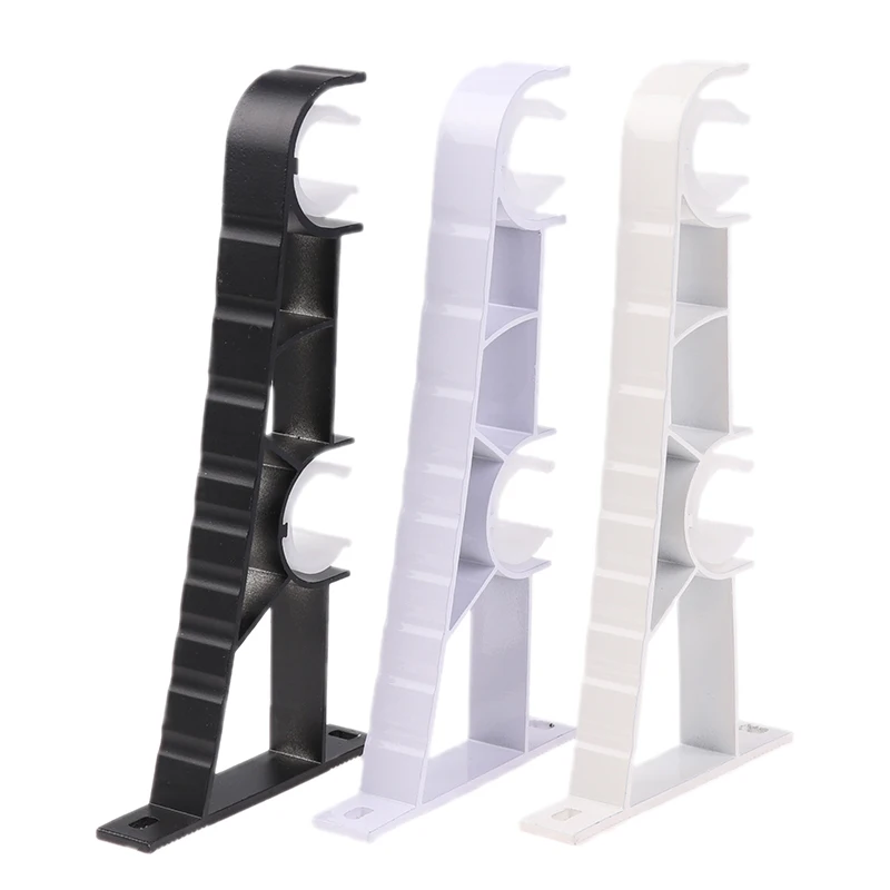 Double Curtain Rod Brackets Wall Curtain Rod Retainers Bracket Hooks Aluminum Alloy Window Hardware 1Pc
