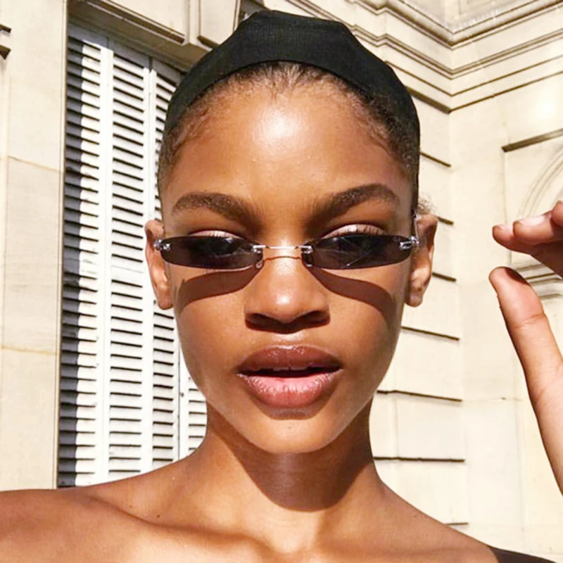 

Personality Mini Rimless Sunglasses Trend Ocean Lens Ladies Sunglasses Classic Small Frame Retro Sunglasses