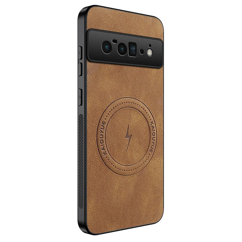 Stylish Leather Shockproof Phone Case with Magnetic Wireless Charging Capability