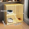 Cat Cage with Free Space, Small with Wheels, Kitten Yellow Cat Cabinet, Cat Villa, Indoor Cat House for Home Use 3