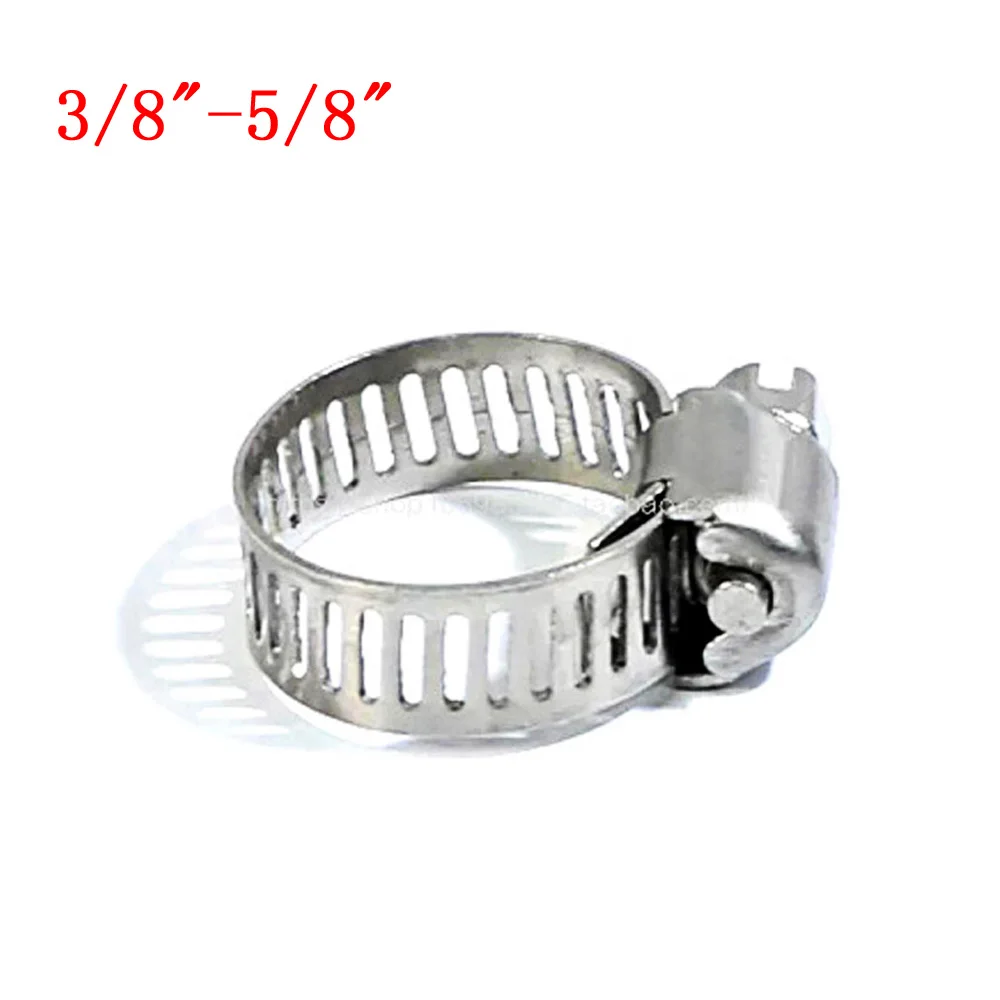 10Pcs 3/8"-5/8" Adjustable Stainless Steel Drive Hose Clamps Fuel Line Worm Clips Fastener Retainer Clamp Car Repair Accessories hose clamps