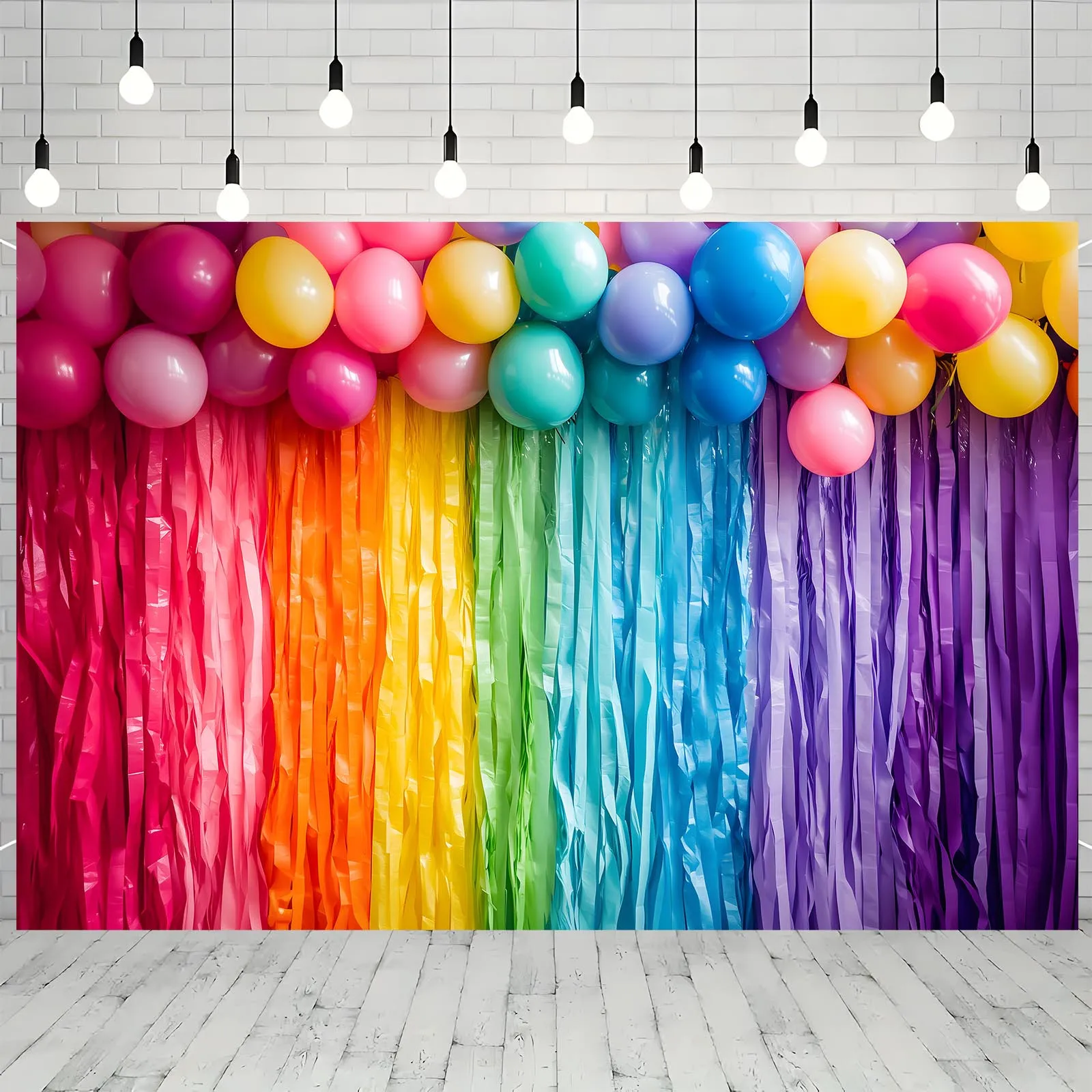 1-Regenbogen-Ballon-Party-Hintergrundbanner, geeignet für den Innen- und Außenbereich, ideal für Gärten, Innenhöfe und Partys