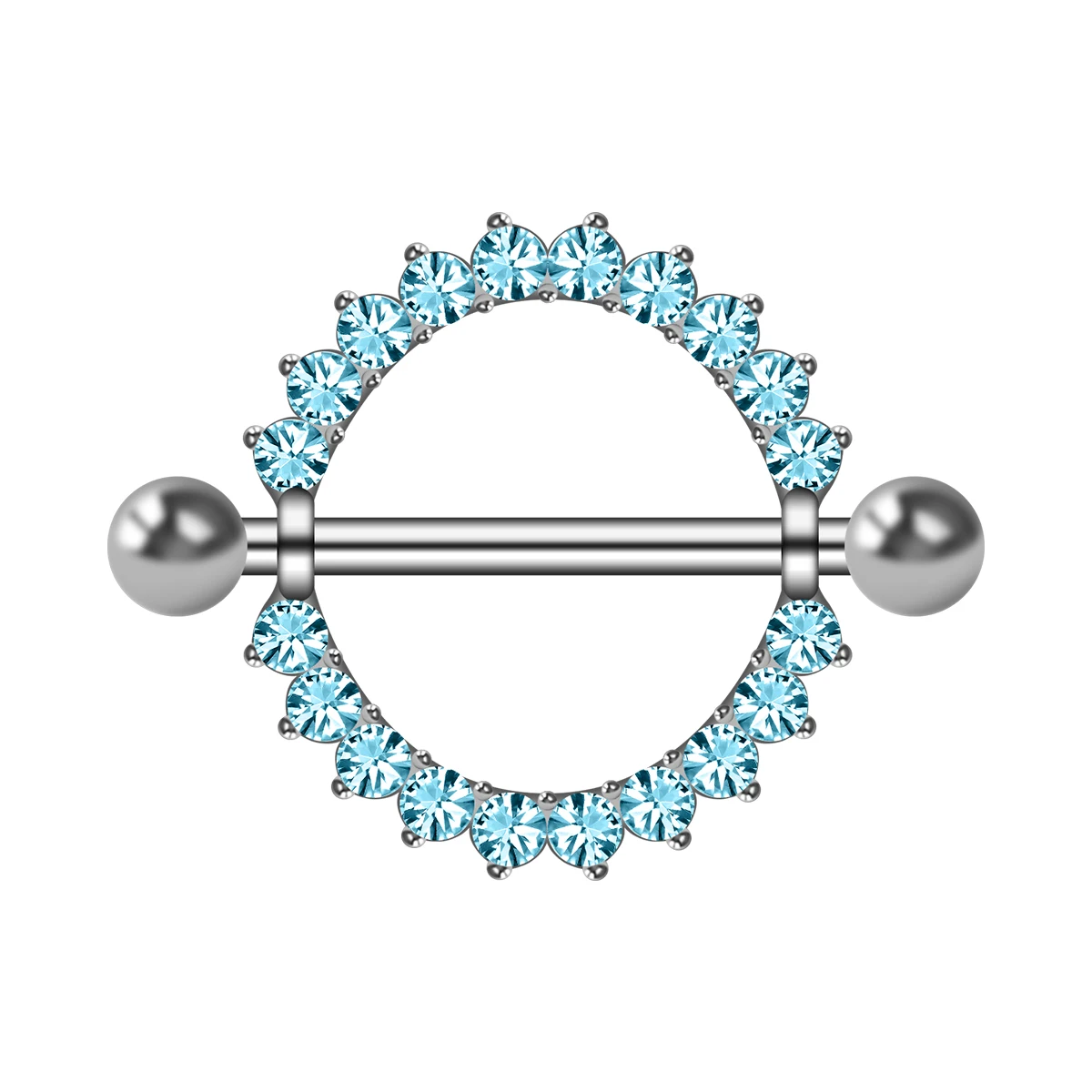 

2 Pack Women Sexy Stainless Steel Barbell Nipple Rings Round Zirconia Charm Party Round Body Piercing Jewelry