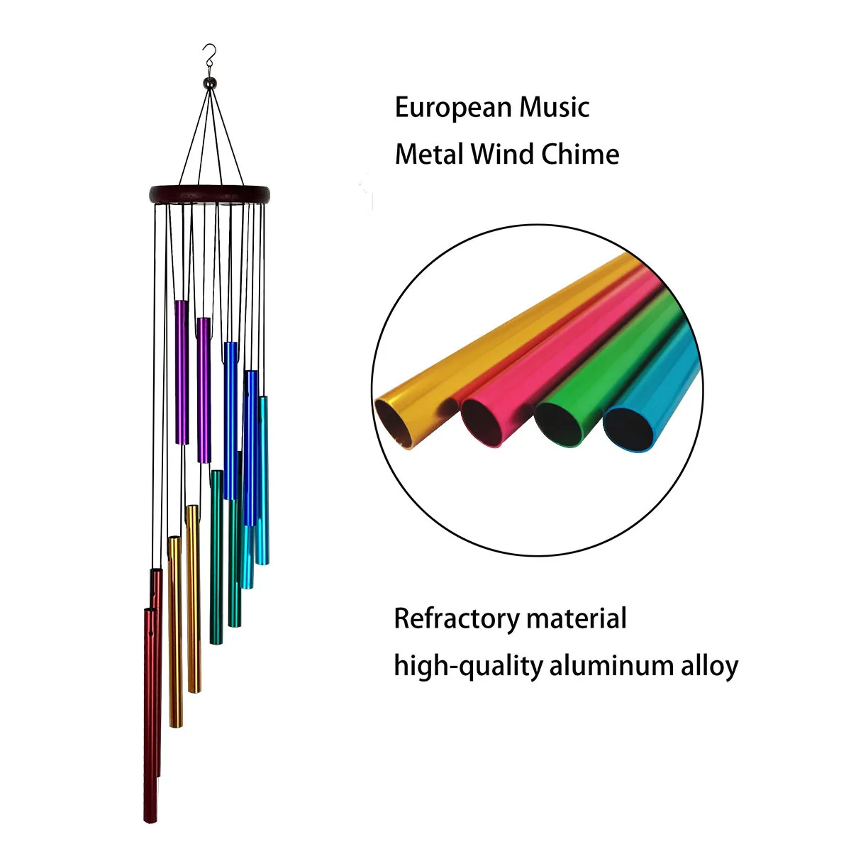 Aluminum Alloy Wind Chimes 12 Tubes Hook Gold/silver Bells Outside Home Wedding Party Decoration