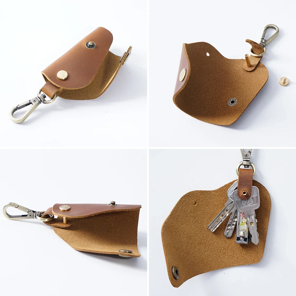 Genuine Leather Personalized Portable Mini- Key Package Fashion Creative Waist Hanging Key Bag Keychain Pouch Wallet
