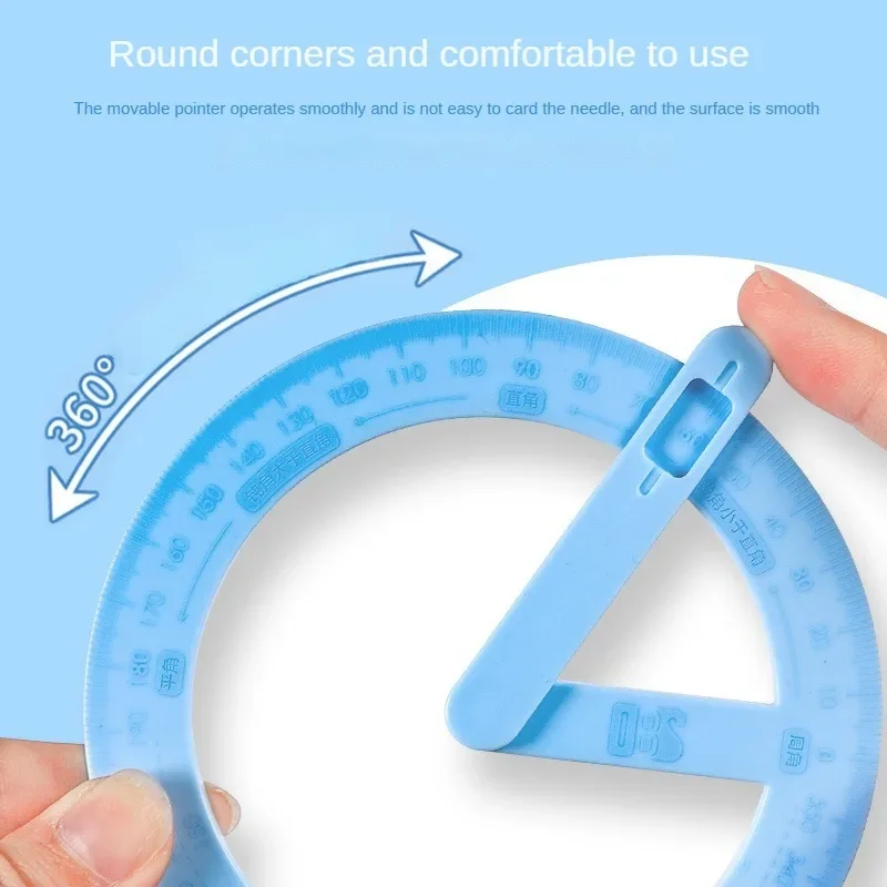 360 Degree Activity Protractor Student Angle Reader Drawing Tool Kid Teaching Materials Right Angle and Acute Drawing Stationery