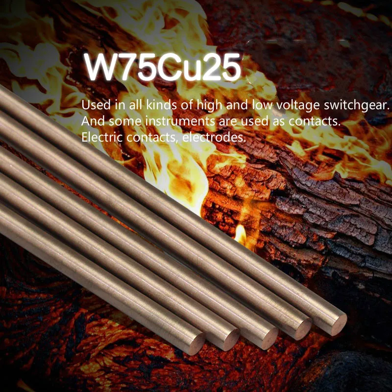 

Copper-tungsten rod, W75Cu25 welding tungsten-copper electrode, spark electrode, precision welding material copper-tungsten rod.