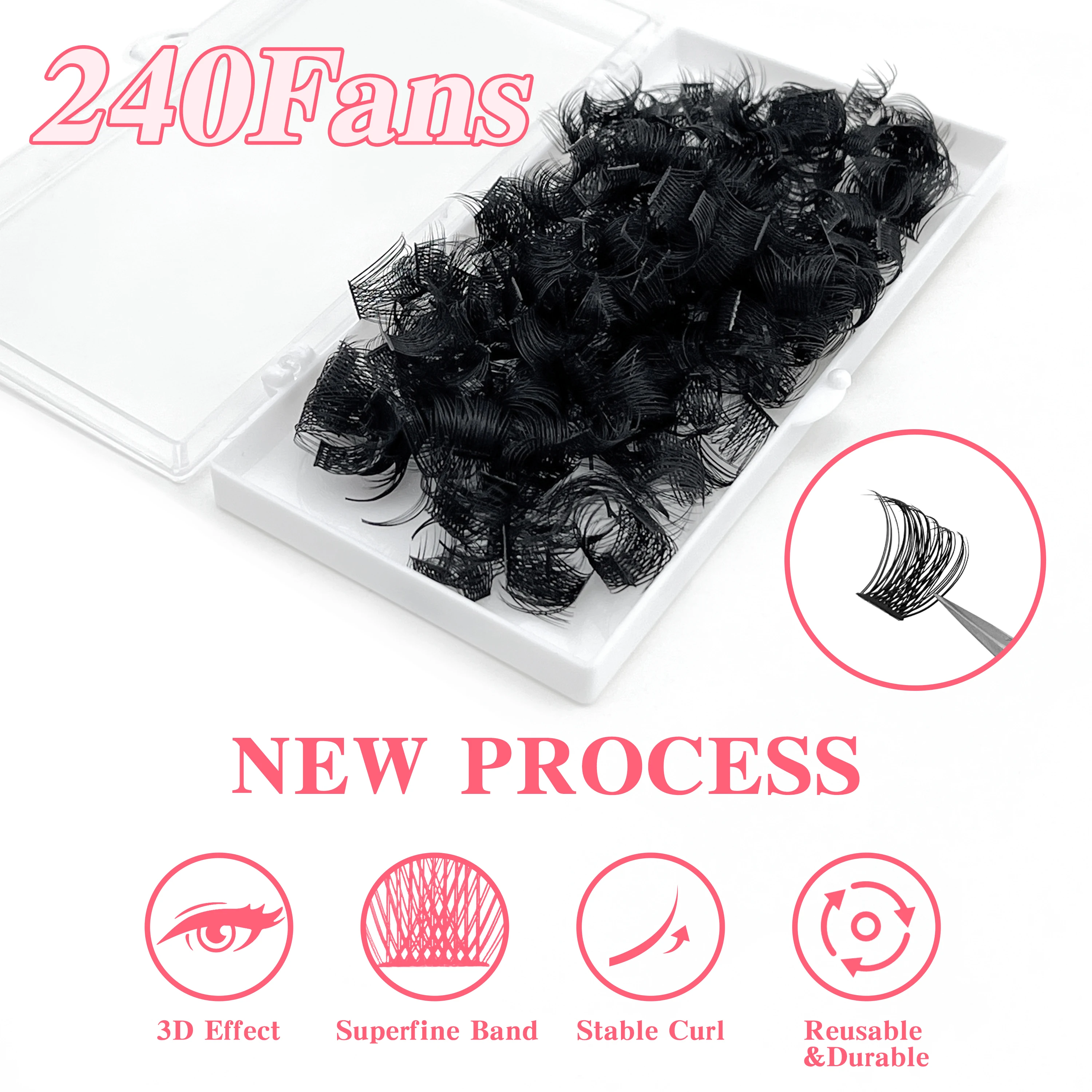 

Готовые объёмные ресницы для наращивания Abonnie 240 веера