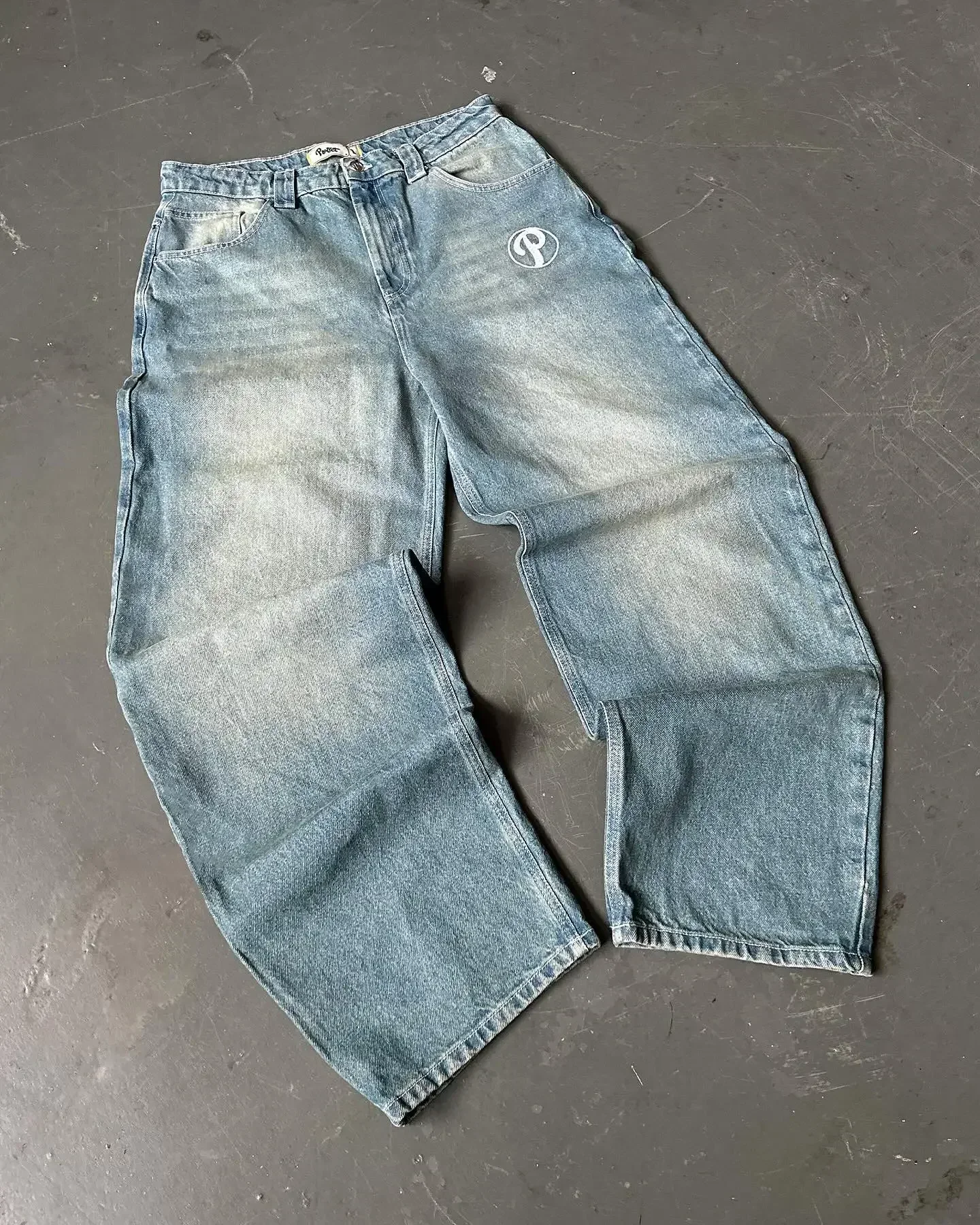 thumbnail image 1 of Pantalones vaqueros con costuras destrozadas Y2K para hombre, vaqueros negros lavados, estilo gótico, ropa de tendencia urbana, pantalones holgados retro de pierna ancha, Fall Guys, 1 of 5