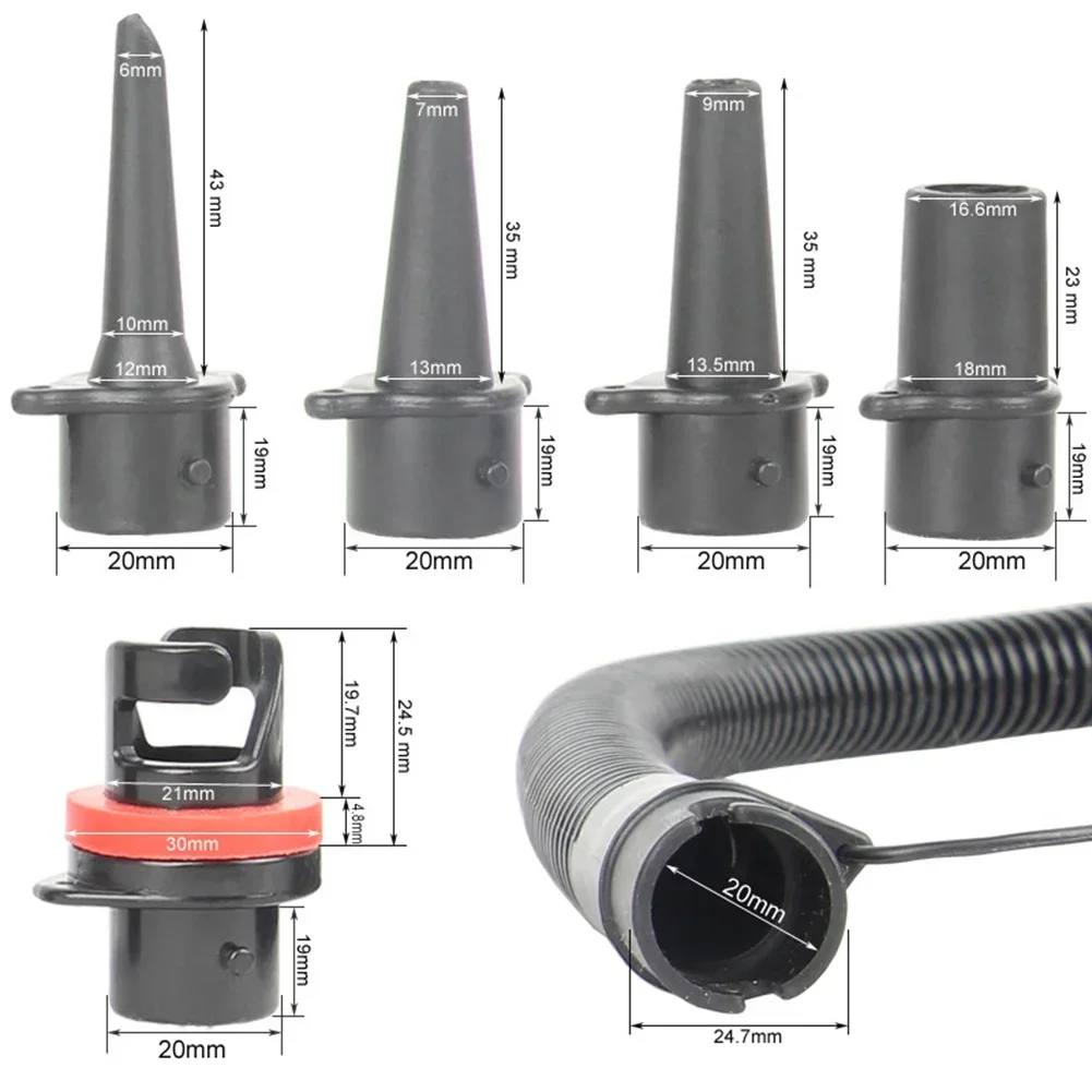 Air Pump Hose And Connector Set 1.2m 5 Nozzle Sizes Inflatable Tube Hand Pump For Kayak Paddle Board SUPs Surfboard air pump adapter