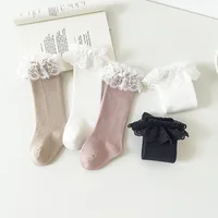 Baby Girls Knee High Socks Long baby Soft Cotton Lace Stuff Princess Sock Ruffle 0-2 Years Newborn Leg Warmers Cute Girl Socks 4