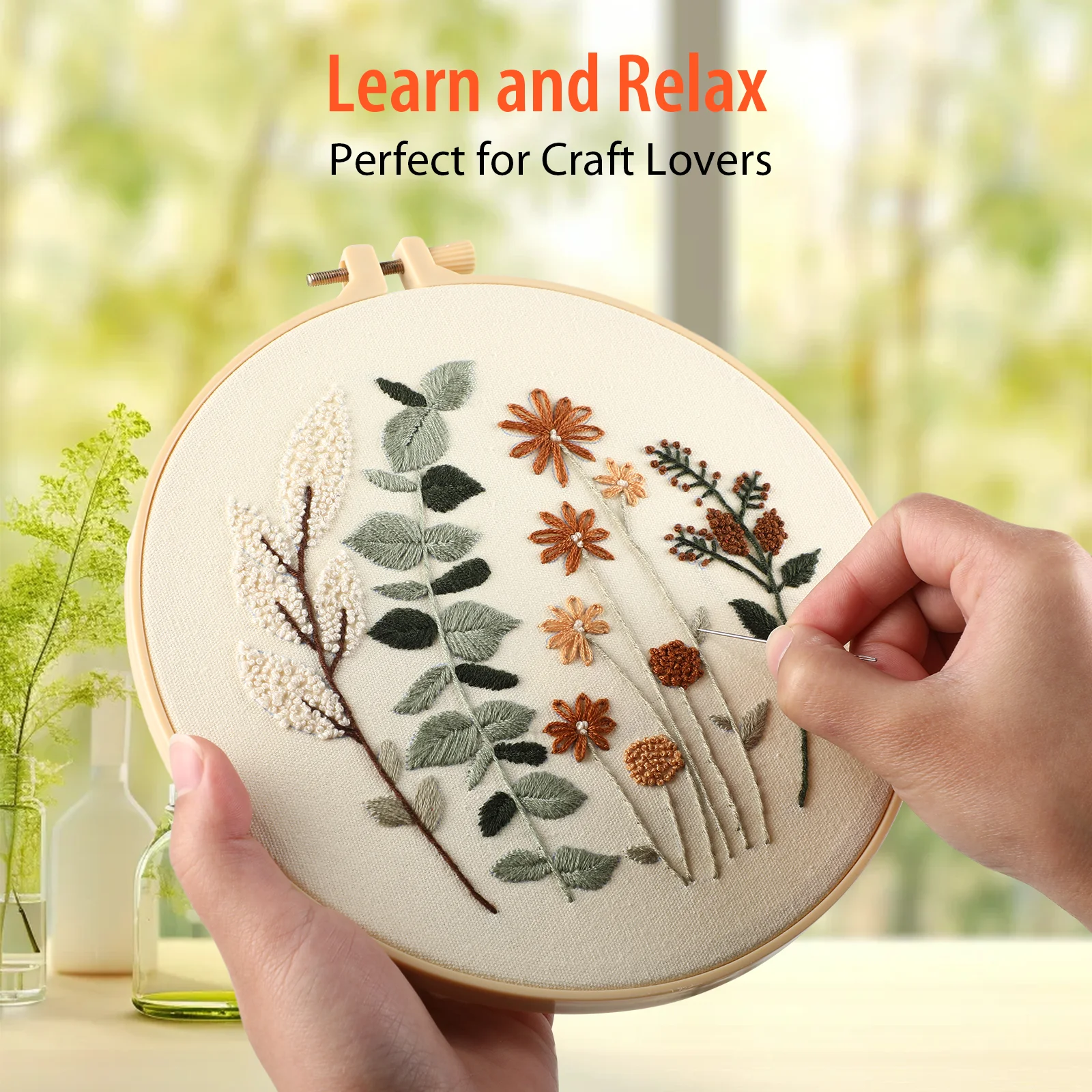 Embroidery Kit for Beginner, Cross Stitch Kit for Craft Lover Learn Hand Stitch,Easy to Follow Instruction and Video