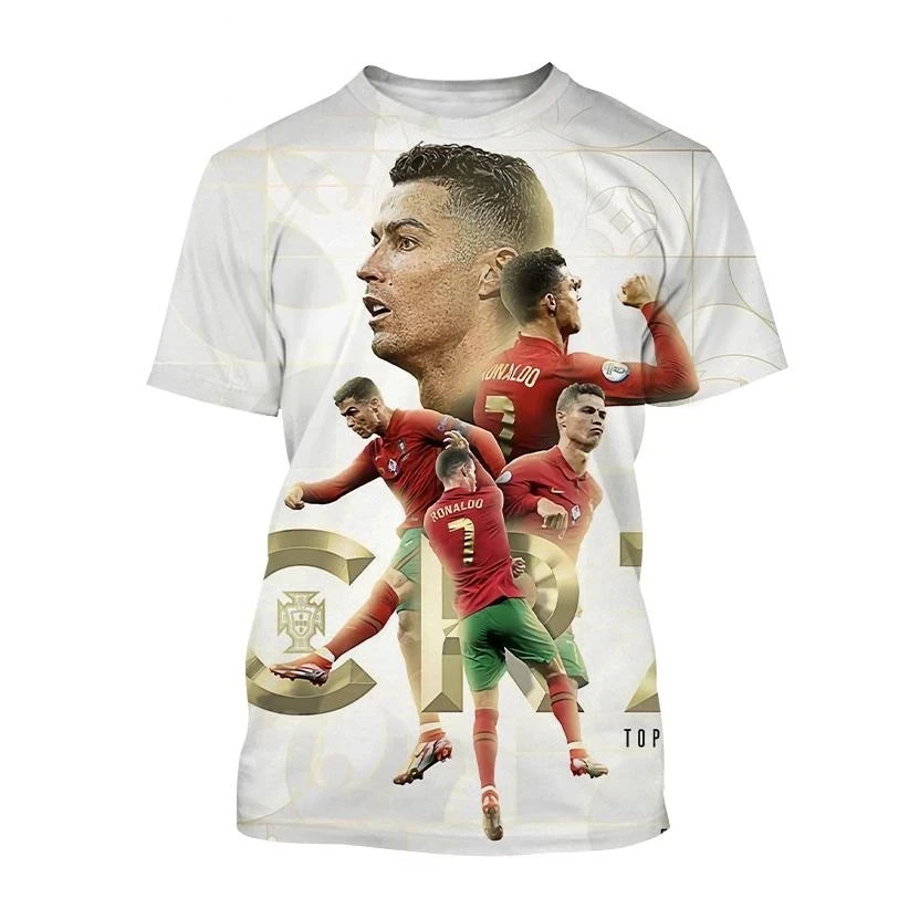 Summer Fashion Cristiano Ronaldo Football Star 3D Printing T Shirt Casual Men's O Neck Short Sleeve Hip Hop Kids/Adult T-Shirt