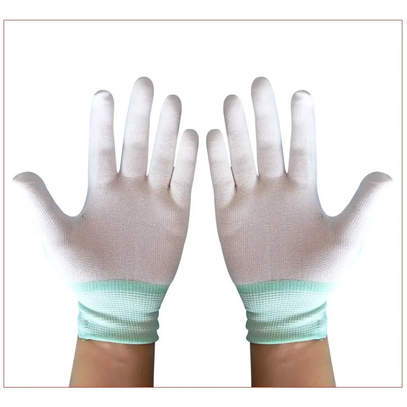 1Pair Car Vinyl Wrap Gloves Anti-Static Window Tint Film Install Gloves Nylon Tinting Work Safety PU Coated Fingertip