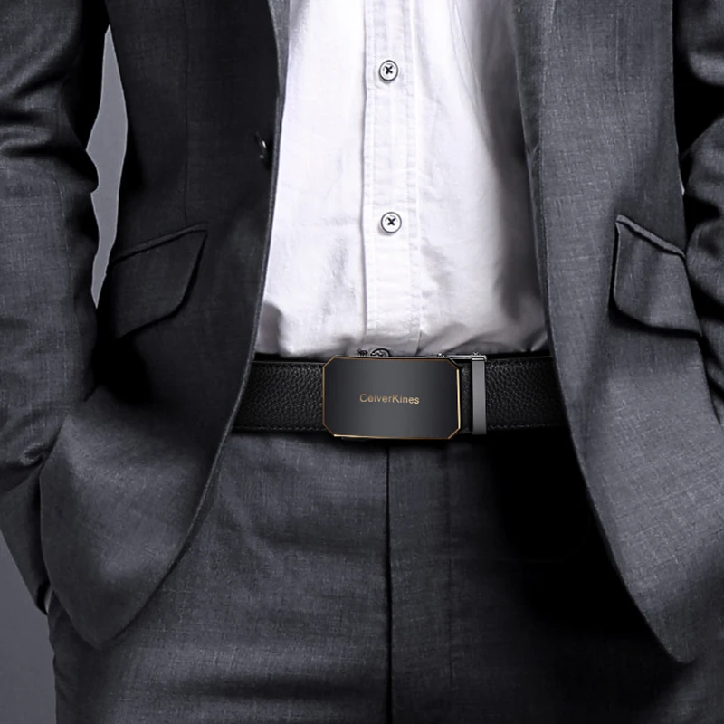 Cinturones de diseñador de moda para hombre 2025, de piel de vacuno auténtica con hebilla automática, cinturones de alta calidad para negocios y ocasiones informales. Regalo ideal._voghion.com