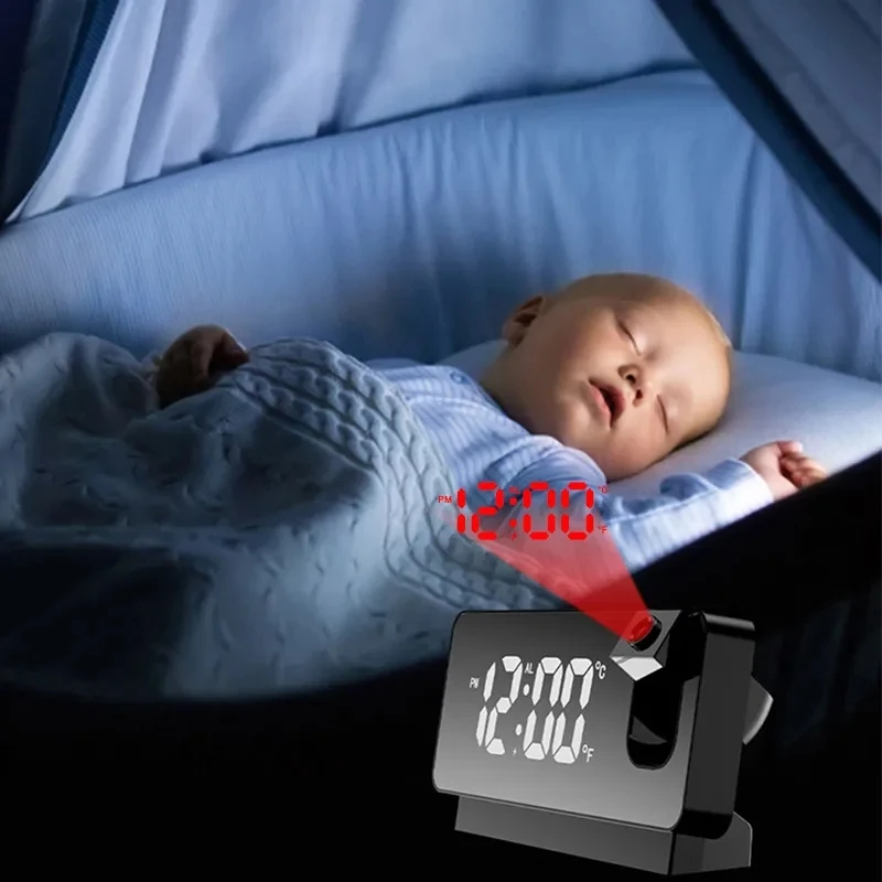 Color 180 ° rotating LED digital projection alarm clock USB electronic ceiling projector alarm clock bedside table clock 6