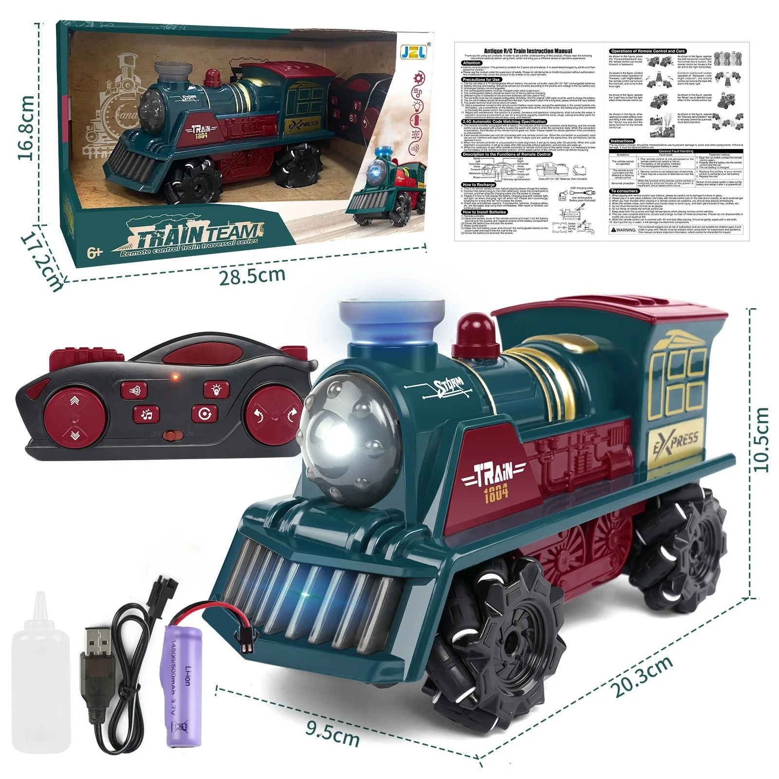 Rc Car Retro Stunt Train Wireless RC spray Car Drift Remote Control Train With Sound And Light Electric Christmas Gifts For Kids