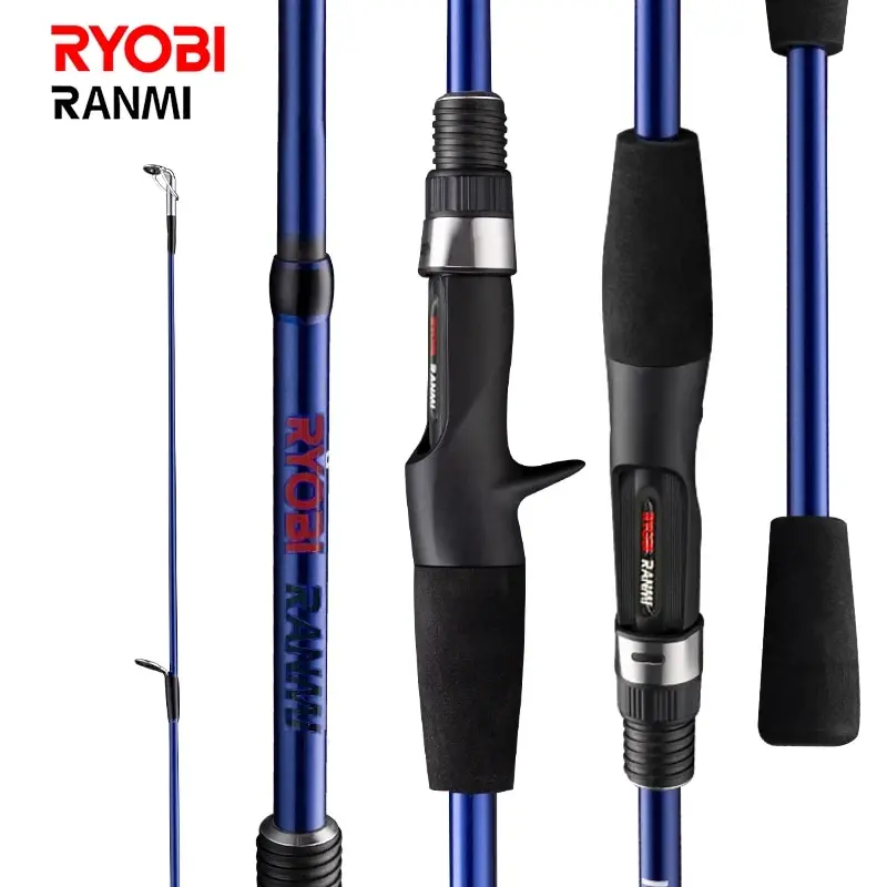 RYOBI RANMI 휴대용 여행용 낚싯대, 초경량 4/5 섹션, 5 + 1 가이드 링, MF 루어 로드, 1.8m, 2.1m, 30T 고탄소