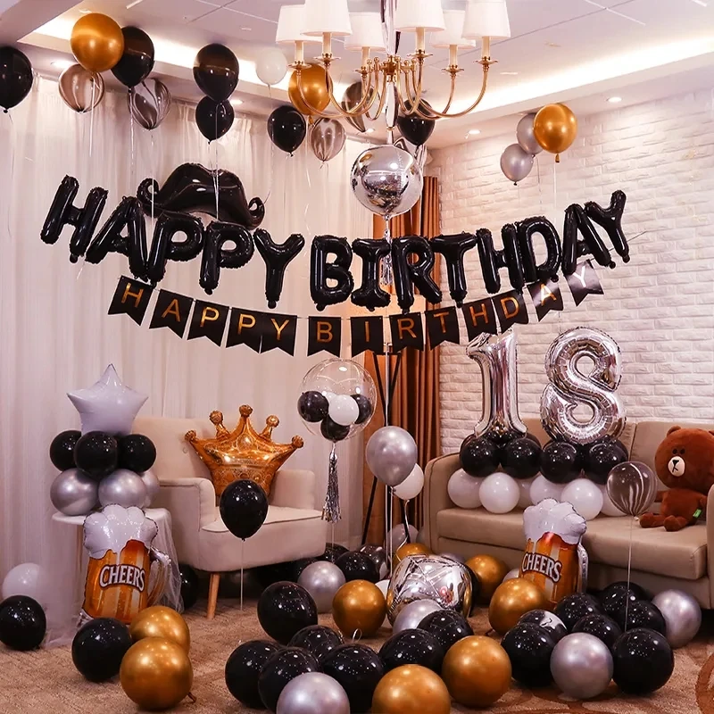 Black Gold Silver Theme Birthday Balloons 40inch Black Numbers Adults Boy Birthday  Party Decorations Baby Shower Supplies Globos - AliExpress