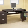 Adjustable Computer Desk & Chair Set Cappuccino Wood Desk & Gray/Chrome Chair Office Furniture Bundle Home Office Contemporary 6