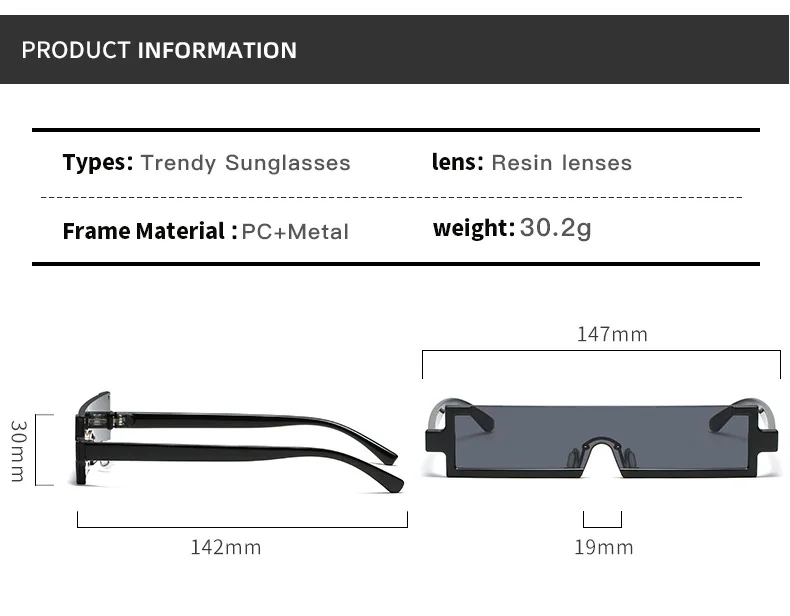Klassische kleine Rahmen Rechteck einteilige Sonnenbrille Männer Frauen Y2K Trend Marke Design Outdoor Straßenfotografie Sonnenbrille UV400 – Detail 4