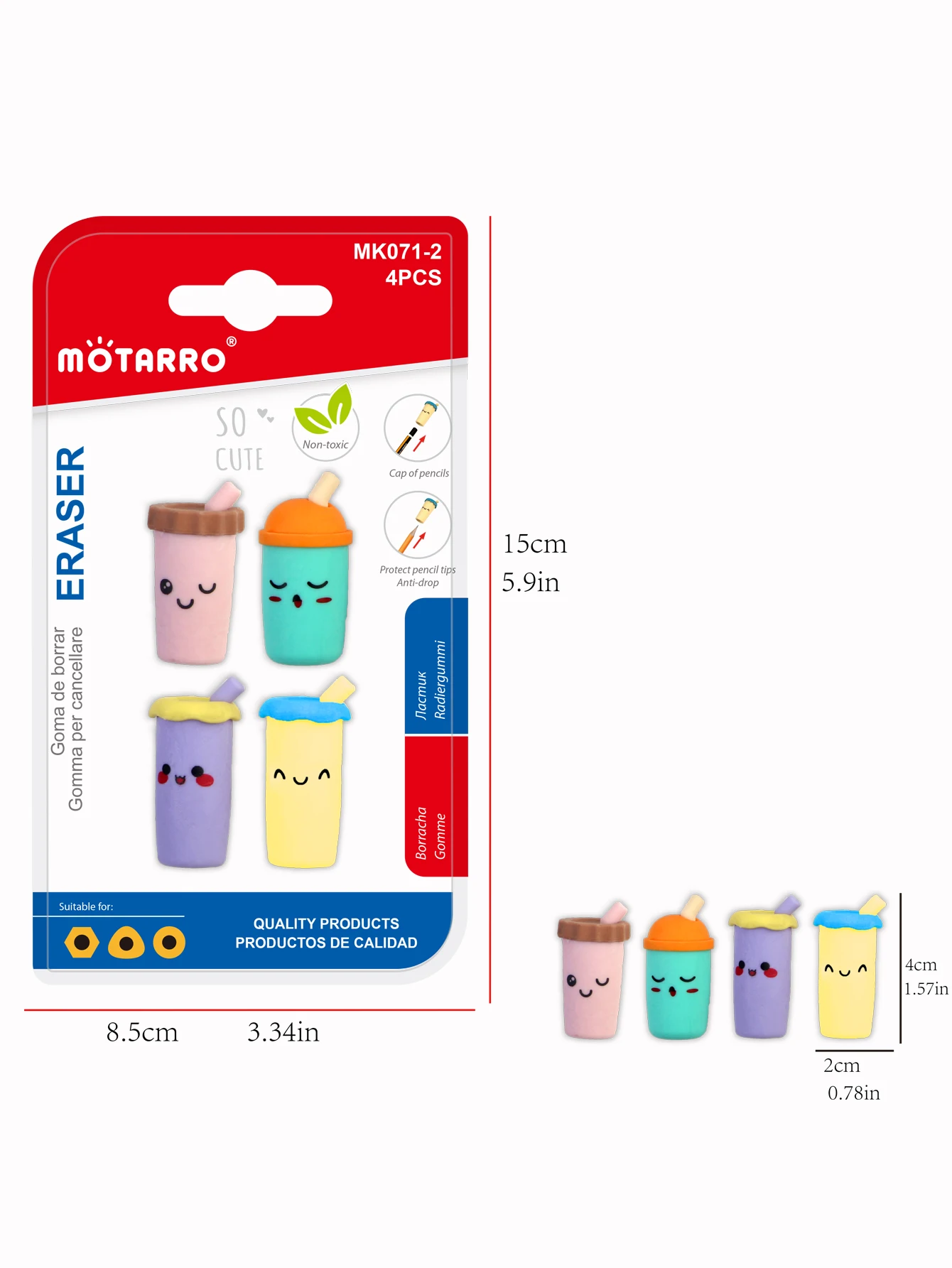Creative Cute Cartoon Cup Eraser Individual Package Detachable Eraser