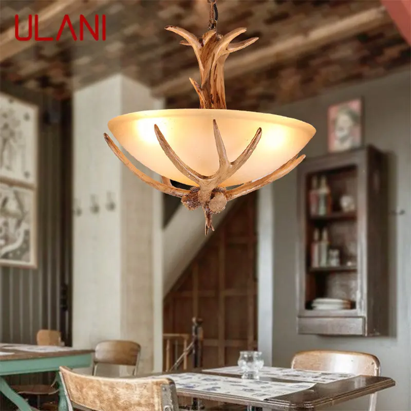 

ULANI Modern Antler Chandelier Light LED Creative Retro Glass Pendant Lamp Fixtures for Home Dining Room Bedroom Cafe