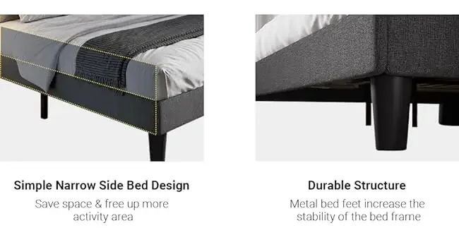 SIMPLE NARROW SIDE BED DESIGN Save space & free up more activity area STABLE STRUCTURE