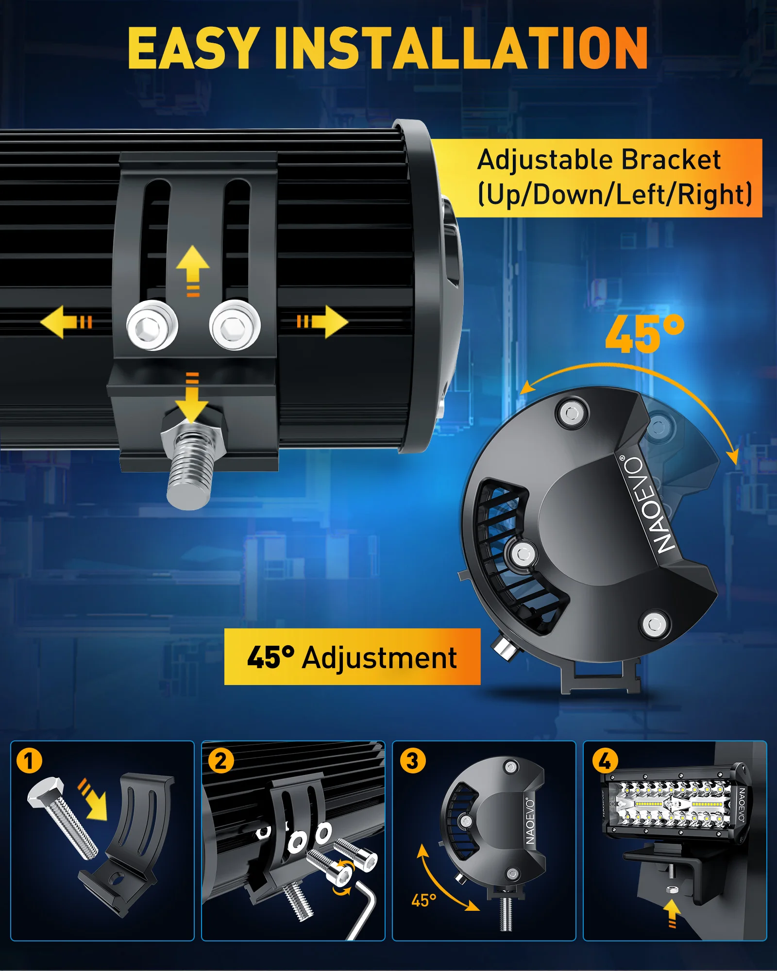 7” LED Light Bar ATV Jeep Boat 6