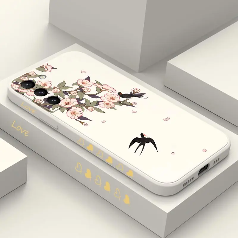 Custodia In Silicone Per Fiori E Uccelli Per Samsung Galaxy S22 S22 Ultra S22 Plus S20 Plus S23 Plus S23 S23 Fe S21Fe S21 S20 Cover