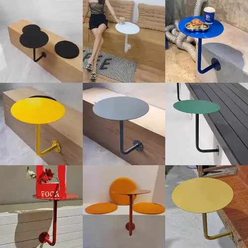Wall-Mounted Small Round Table for Cafe Milk Tea Shop Corner Booth Space-Saving Bistro Counter Dessert Bar Wall Installation - Image 2