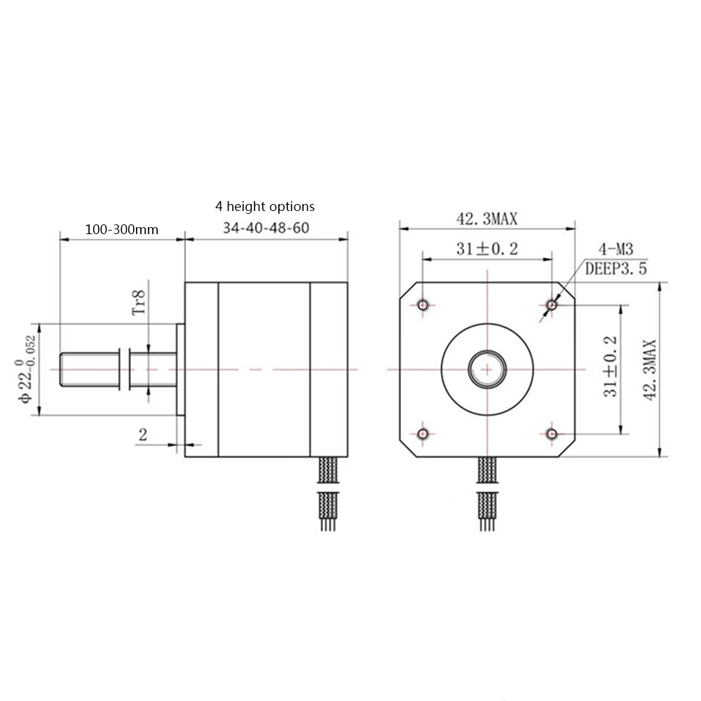 60mm altura 100 200 300mm rosca pecas impressora 3d cnc xyz 03