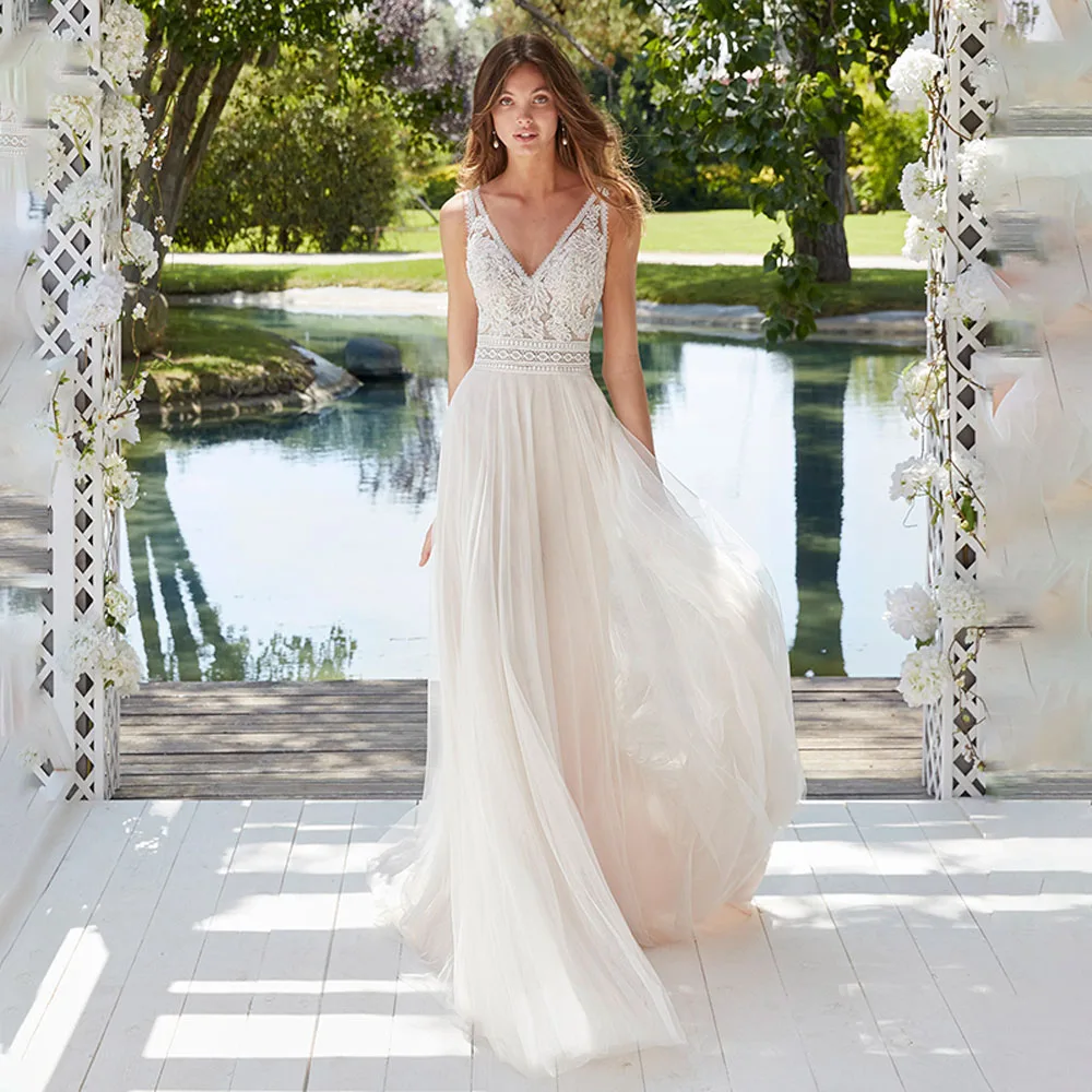 Sexy V-Neck Women Wedding Dresses Popular Long Bridal Gowns Newest Listing Princess Engagement Vestidos De Novia 2024 Customized 3